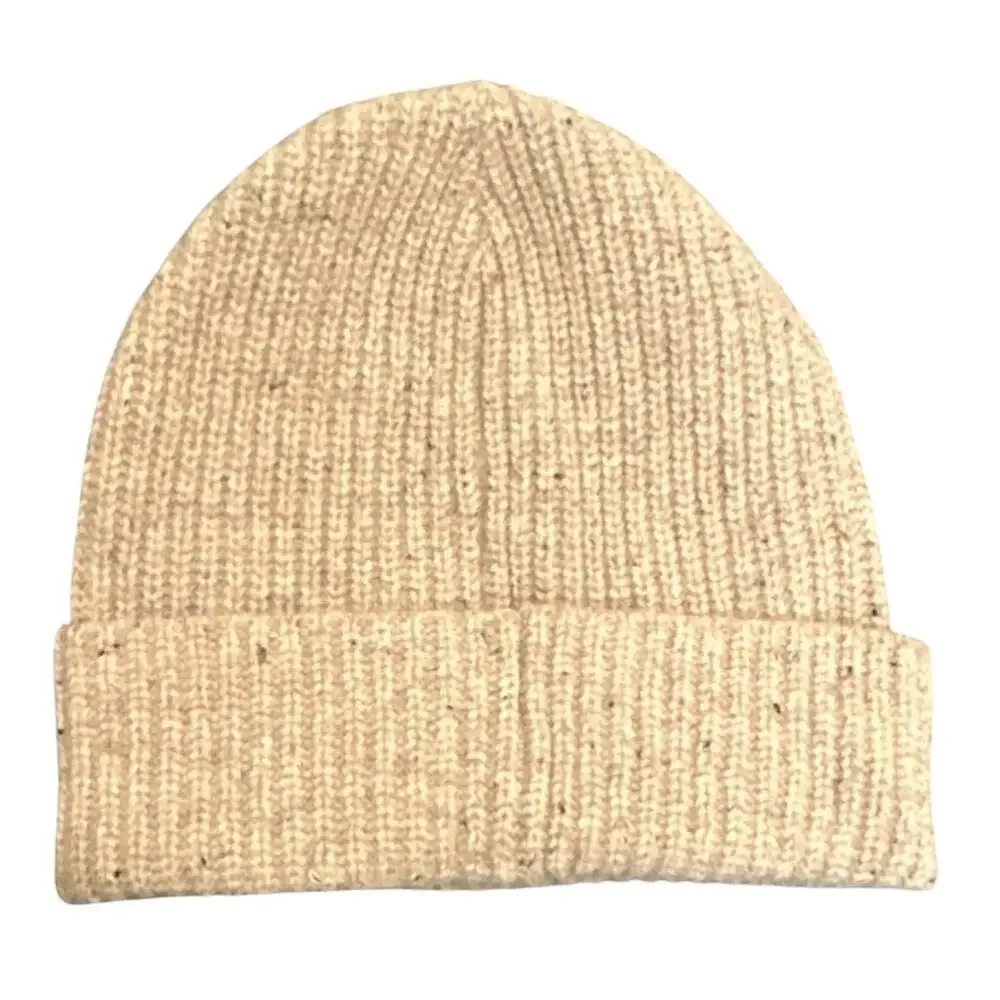 Madewell Merino Ribbed Beanie Oatmeal Donegal Wool OS